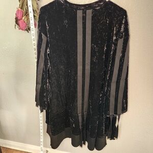 We are hah NWT pHAHt City black crushed velvet, bell long-sleeve mini dress sz s